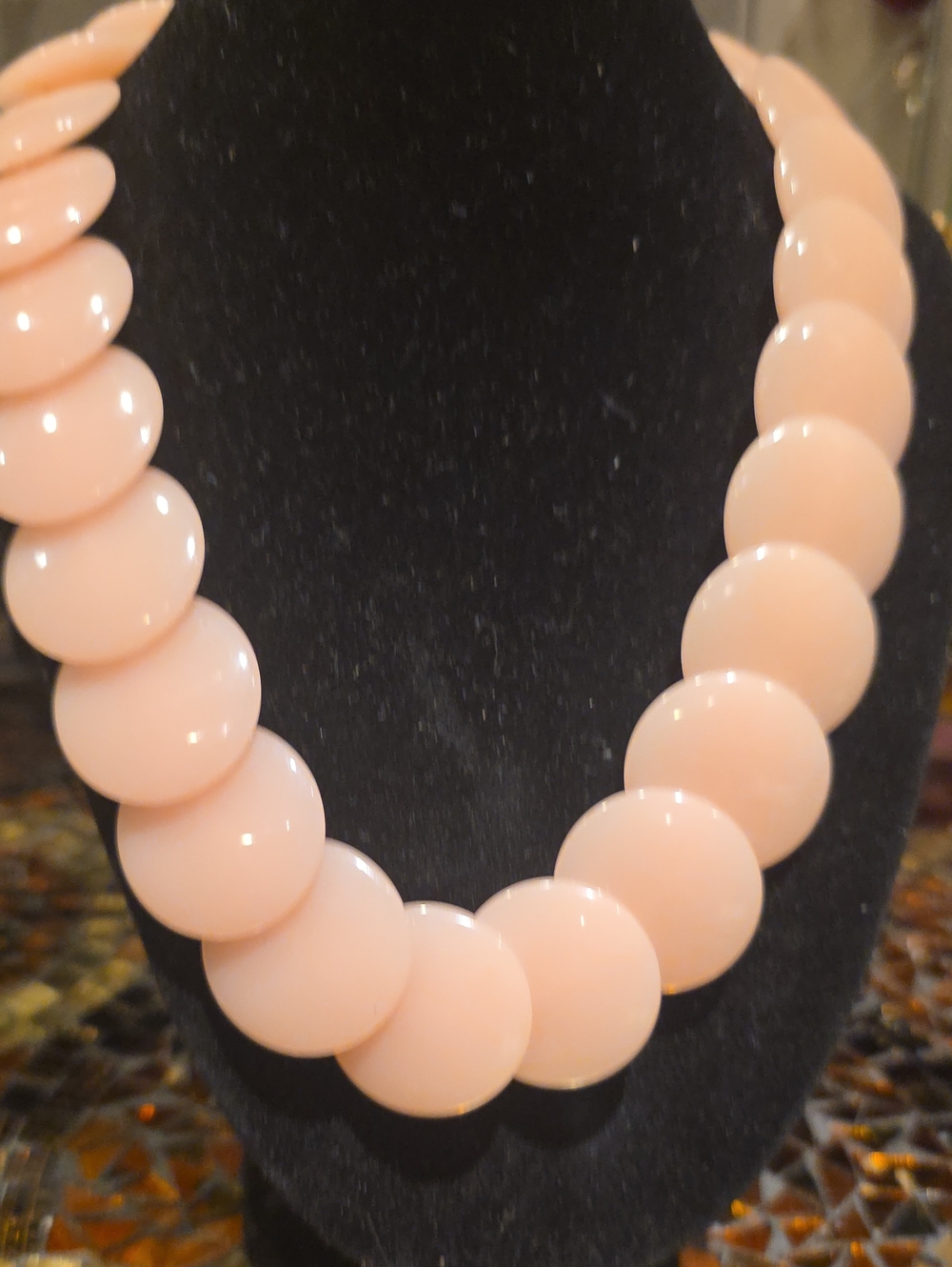 Trifari Soft Pink Disc Bib Necklace